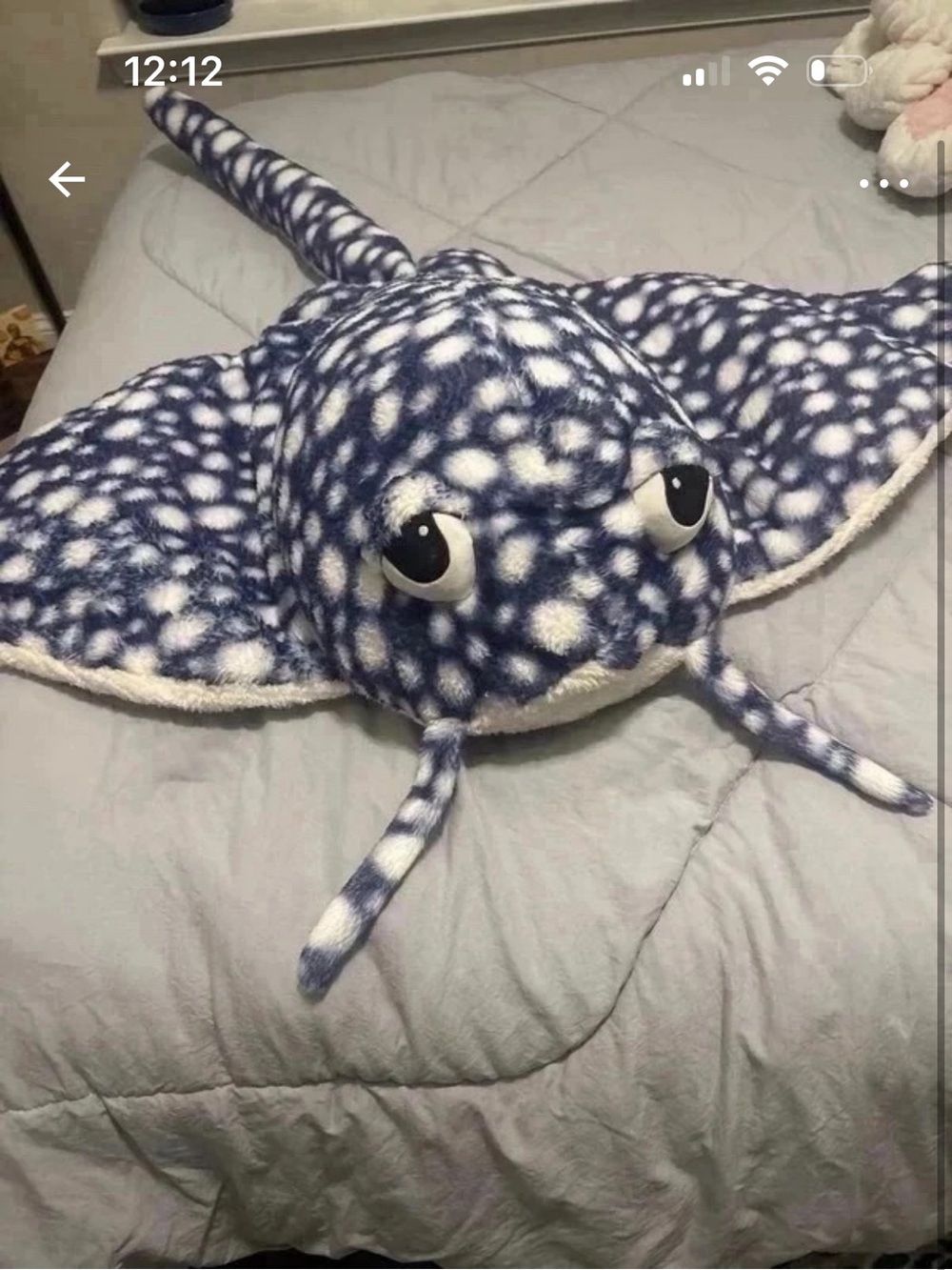 Plush Stingray Throw Blanket - Blue and White